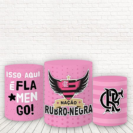 Trio de Capas Cilindros Tecido Sublimado Time Futebol Flamengo Rosa WCC-262  - Wear Sublimações