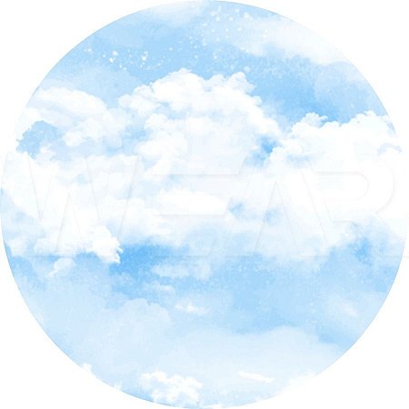 Painel Redondo Tecido Sublimado 3D Chuva de Amor, Nuvens e Arco íris WRD-2044
