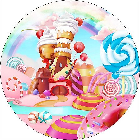 Painel Redondo Tecido Sublimado 3D Confeitaria WRD-1261