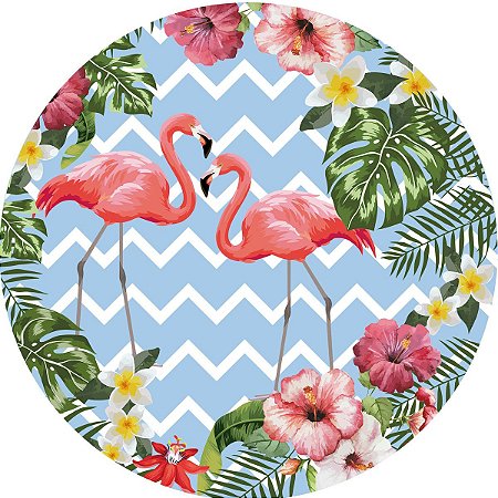 Painel Redondo Tecido Sublimado 3D Flamingo WRD-2669