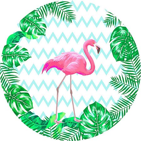 Painel Redondo Tecido Sublimado 3D Flamingo WRD-4363