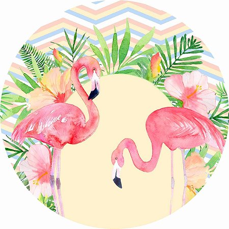 Painel Redondo Tecido Sublimado 3D Flamingo WRD-4365