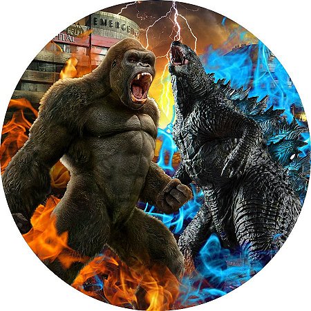 Painel Redondo Tecido Sublimado 3D Godzilla X Kong WRD-4778