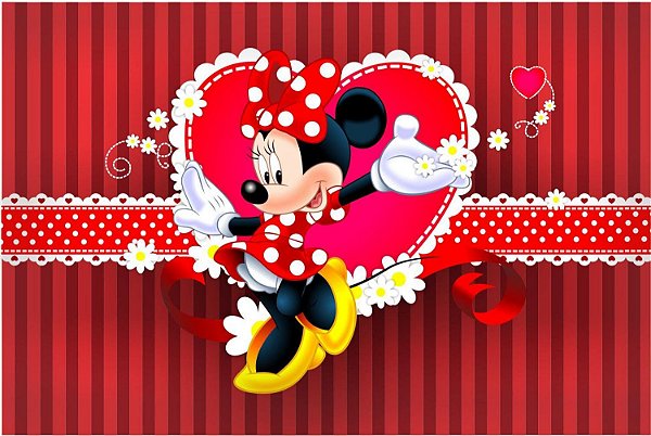 Painel Retangular Tecido Sublimado 3D Minnie WRT-1884