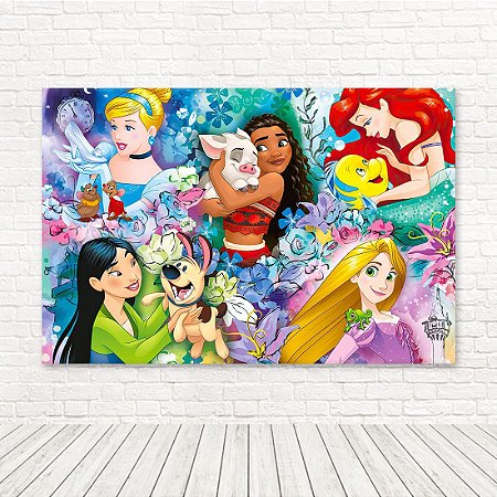 Painel Retangular Tecido Sublimado 3D Princesas WRT-4672