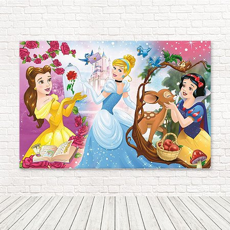 Painel Retangular Tecido Sublimado 3D Princesas WRT-4668