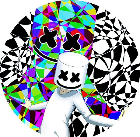 Painel Redondo Tecido Sublimado 3D DJ Marshmallow WRD-5199