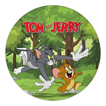 Painel Redondo Tecido Sublimado 3D Tom e Jerry WRD-5169