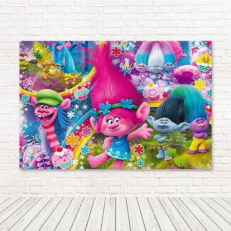 Painel Retangular Tecido Sublimado 3D Trolls WRT-4290