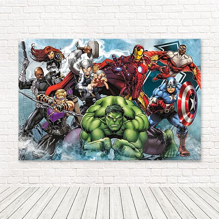 Painel Retangular Tecido Sublimado 3D Vingadores WRT-4635