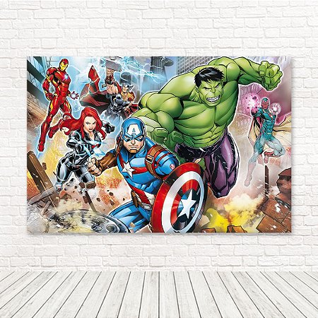 Painel Retangular Tecido Sublimado 3D Vingadores WRT-4147