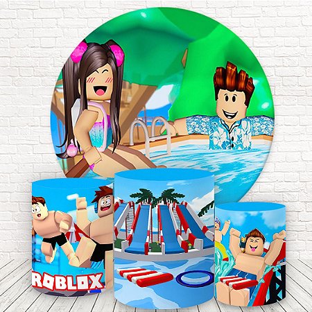 Painel Redondo e Capas Tecido Sublimado 3D Pool Party WKPC-623
