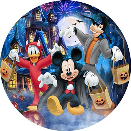 Painel Redondo Tecido Sublimado 3D Halloween Mickey WRD-5303