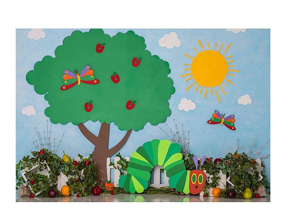 Fundo fotográfico Tecido Sublimado Newborn 3D Jardim Frutas 2,60x1,70 WFM-026