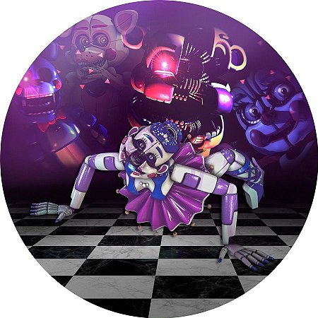 Painel Redondo Tecido Sublimado 3D Five Nights At Freddy's WRD-5389