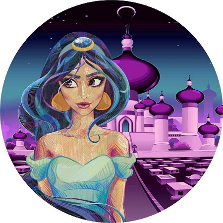 Painel Redondo Tecido Sublimado 3D Princesa Jasmine WRD-5468