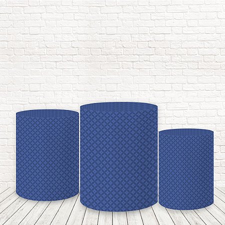 Trio Capas De Cilindro Tecido Sublimado 3D Xadrez Azul WCC-530