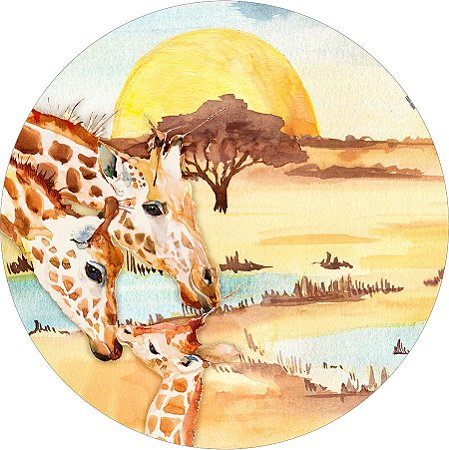 Painel Redondo Tecido Sublimado 3D Girafa WRD-5988