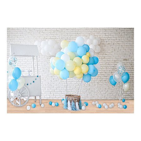 Fundo Fotográfico Tecido Sublimado Newborn 3D Balões e Bexigas 2.20x1.50 WFF-1444