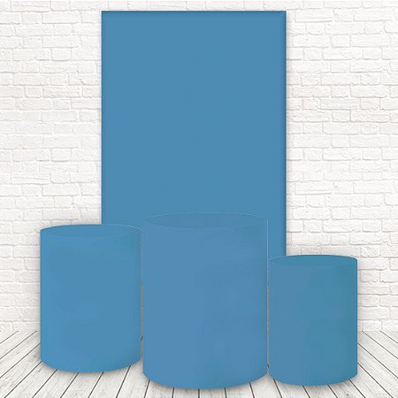 Painel Retangular e Capas Tecido Lisos Azul WKPC-1702