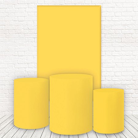 Painel Retangular e Capas Tecido Lisos Amarelo WKPC-1700