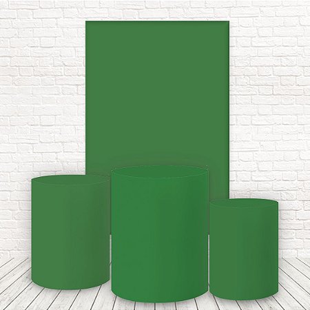 Painel Retangular e Capas Tecido Liso Verde Bandeira WKPC-1740