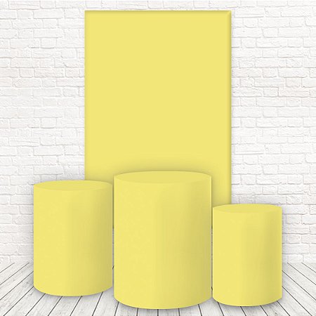 Painel Retangular e Capas Tecido Liso Amarelo BB WKPC-1770