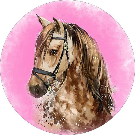 Painel Redondo Tecido Sublimado 3D Cavalos Country WRD-6085