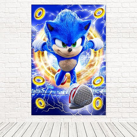 Painel Retangular Tecido Sublimado 3D Sonic 1,50x2,20 WRT-5652