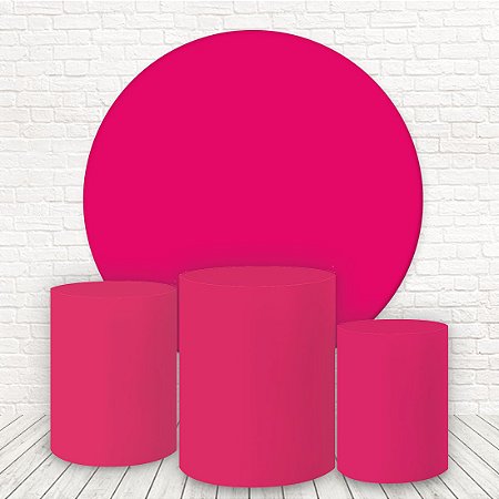 Painel Redondo e Capas Tecido Liso Pink Neon WKPC-1765