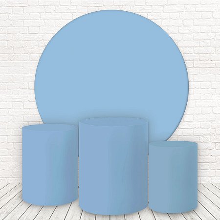 Painel Redondo e Capas Tecido Liso Azul BB WKPC-1731