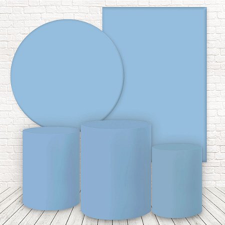 Kit 2 Painéis e Capas Tecido Liso Azul BB WKPC-1732