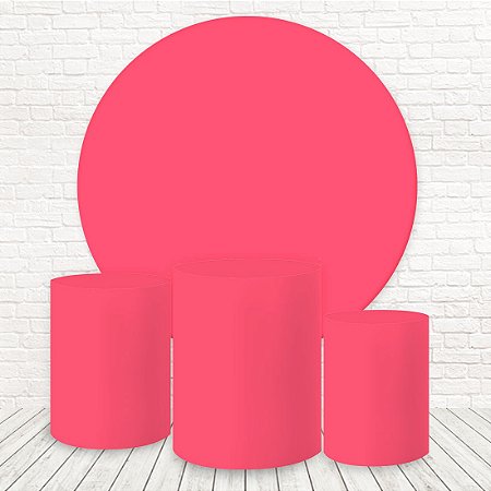 Painel Redondo e Capas Tecido Rosa Neon WKPC-10005