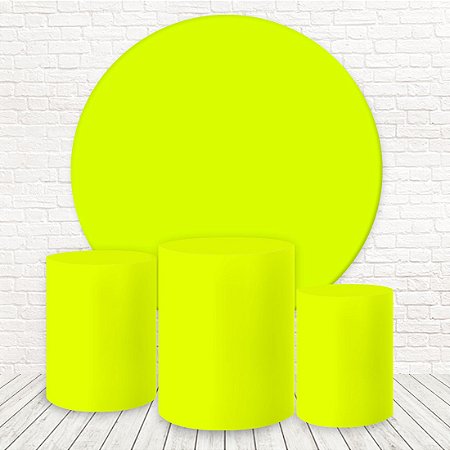 Painel Redondo e Capas Tecido Verde Neon WKPC-10001