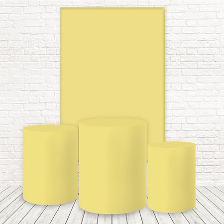 Painel Retangular e Capas Tecido Amarelo Bebê WKPC-10023