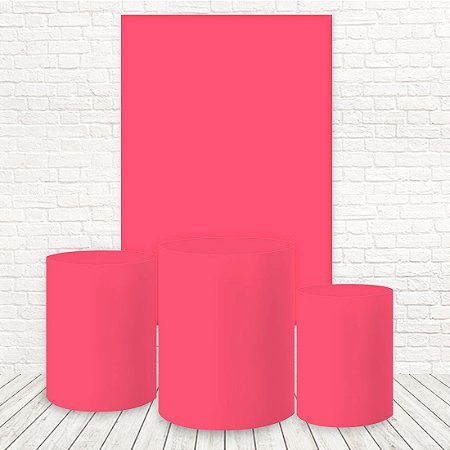 Painel Retangular e Capas Tecido Rosa Neon WKPC-10004