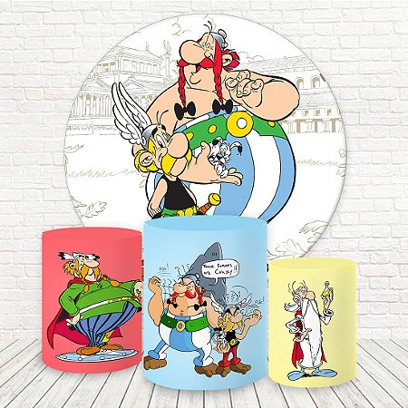 Painel Redondo e Capas Tecido Asterix e Obelix WKPC-1863
