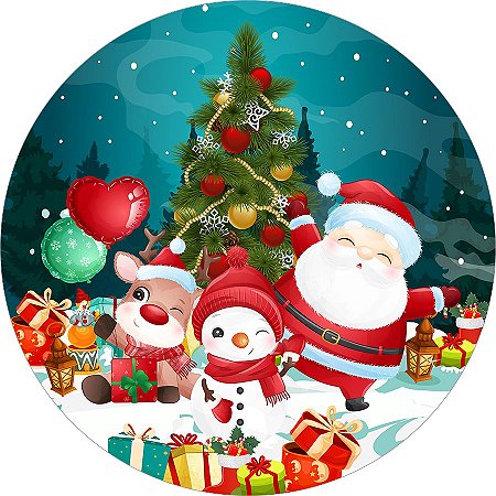 Painel Redondo Tecido Sublimado 3D Natal WRD-6349 - Wear Sublimações Painel Redondo Tecido Sublimado 3D Natal WRD-6349 - Wear Sublimações