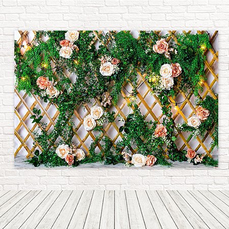 Painel Retangular Tecido Sublimado 3D Floral WRT-5919