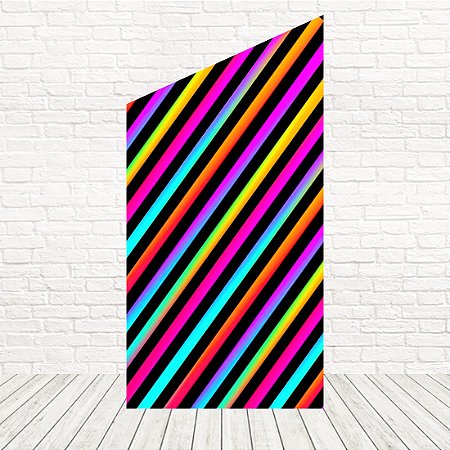 Painel Romano Diagonal Tecido Sublimado 3D Neon 1,00 x 2,00 WPRD-047