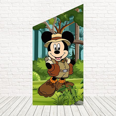 Painel Romano Diagonal Tecido Sublimado 3D Mickey Safari 1,00 x 2,00 WPRD-044