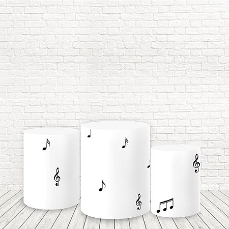 Trio Capas De Cilindro Tecido Sublimado 3D Notas Musicais WCC-934