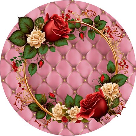 Painel Redondo Tecido Sublimado 3D Floral WRD-6526