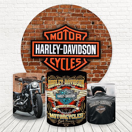 Painel Redondo e Capas Tecido Sublimado Harley Davidson WKPC-2211