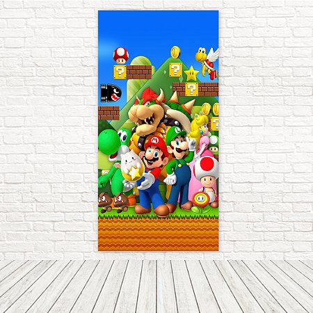 Painel Retangular Veste Fácil Tecido Sublimado 3D Mario Bros 1,00 x 2,00 WRTV-033