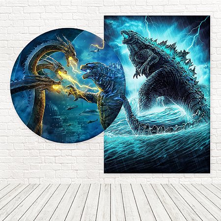 Kit Painéis Casadinho Tecido Sublimado 3D king kong vs Godzilla WPC-853