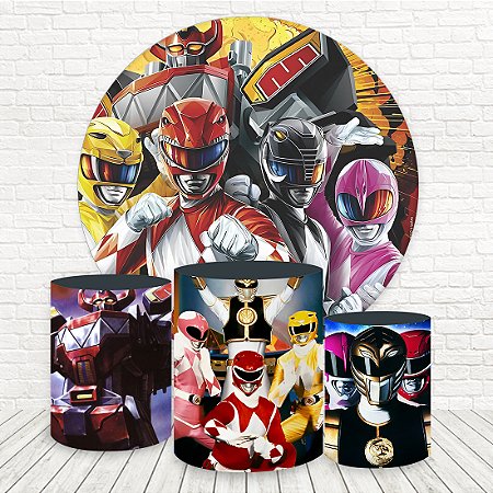 Painel Redondo e Capas Tecido Power Rangers WKPC-2360