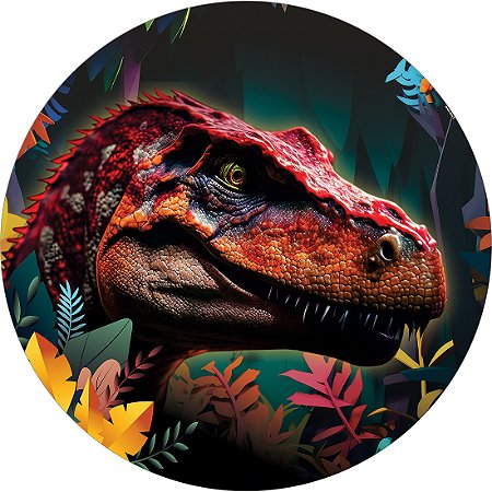 Painel Redondo Tecido Sublimado 3D Dinossauro WRD-6575