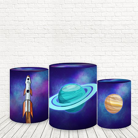 Trio Capas De Cilindro Tecido Sublimado 3D Astronauta WCC-1031