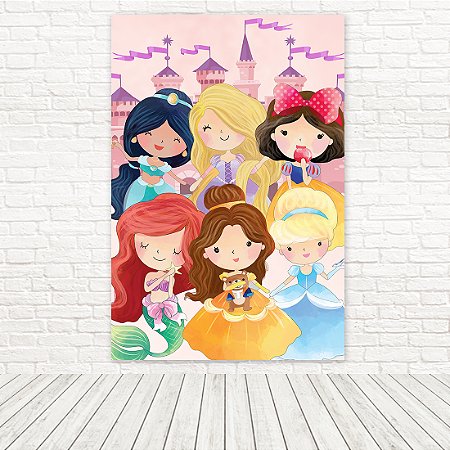 Painel Retangular Tecido Sublimado 3D Princesas Cute 1,50x2,20 WRT-6570
